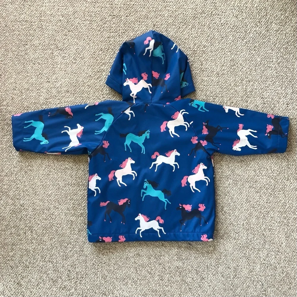 Hatley Baby Girls Prancing Horses Terry Lined Rain Jacket